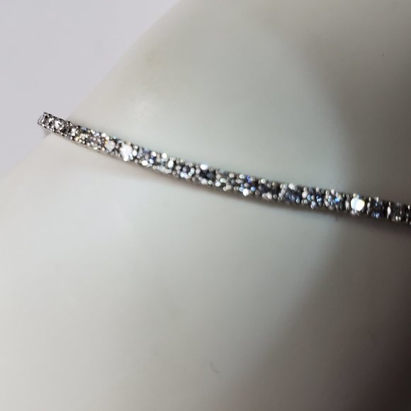 DIAMOND TENNIS BRACELET 14K WHITE GOLD - Picture 2 of 13